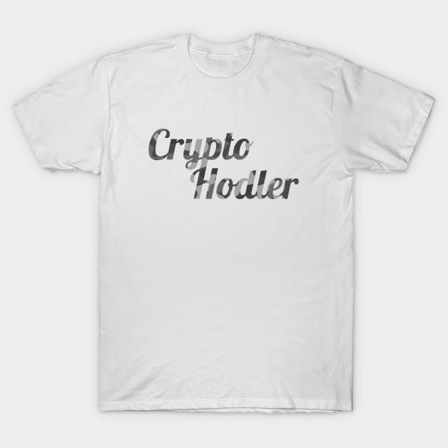 Crypto Hodler Black and White Camo Big Logo T-Shirt by felixbunny